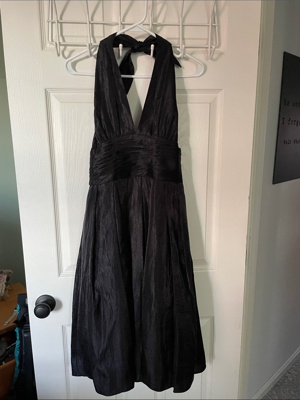 Adrianna Papell Black Halter Backless A-Line Dress